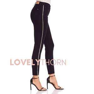 7FAM // black ankle skinny luxe vintage high waist crop metallic side stripe
